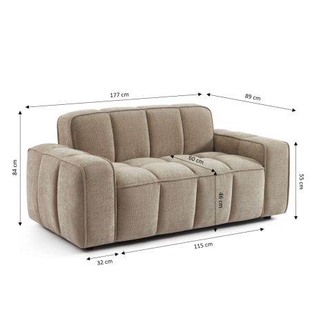 Canapé ALISTAIR 2 places tissu chenille beige