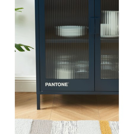 Buffet PANTONE bleu nuit portes en verre cannelé