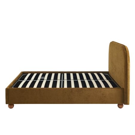 Lit coffre PILKA 140x190 tissu chenille bronze sommier inclus