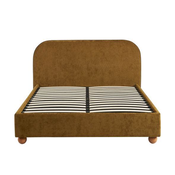 Lit coffre PILKA 140x190 tissu chenille bronze sommier inclus