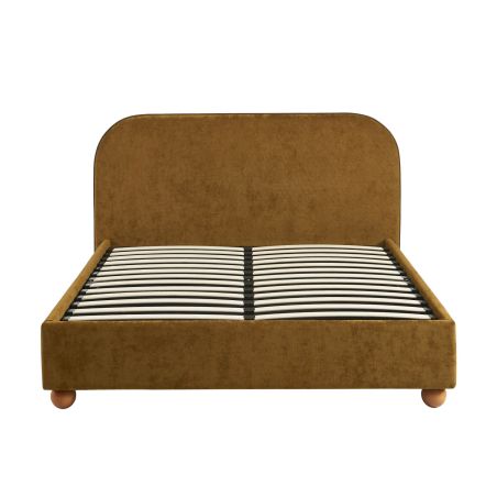 Lit coffre PILKA 140x190 tissu chenille bronze sommier inclus