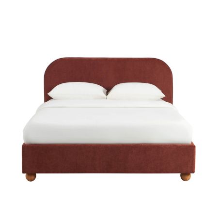 Lit coffre PILKA 140x190 tissu chenille bordeaux sommier inclus