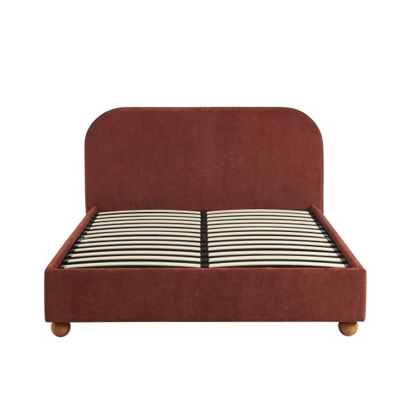 Lit coffre PILKA 140x190 tissu chenille bordeaux sommier inclus