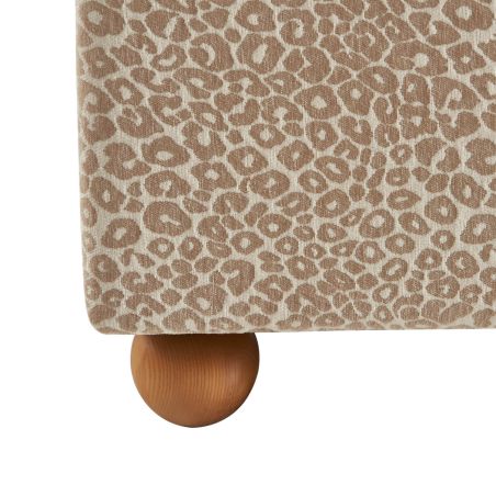 Lit coffre PILKA 160x200 tissu jacquard léopard beige sommier inclus