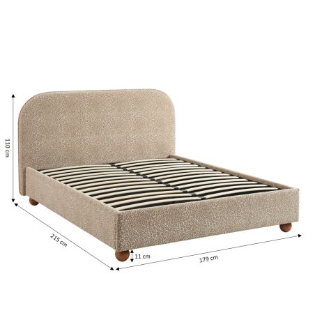 Lit coffre PILKA 160x200 tissu jacquard léopard beige sommier inclus