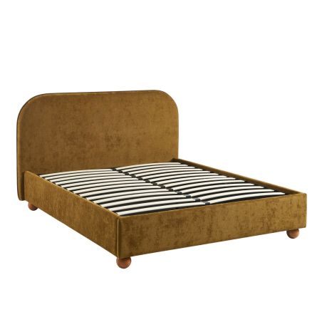 Lit coffre PILKA 160x200 tissu chenille bronze sommier inclus