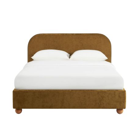 Lit coffre PILKA 160x200 tissu chenille bronze sommier inclus