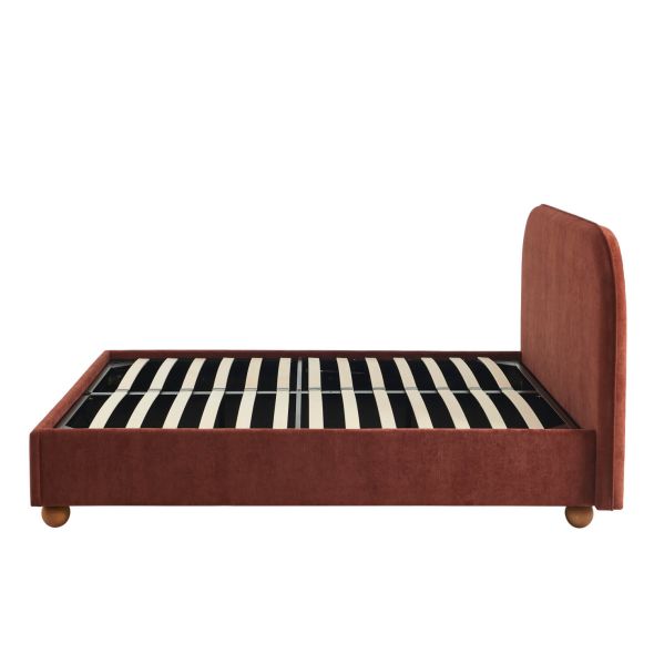 Lit coffre PILKA 160x200 tissu chenille bordeaux sommier inclus