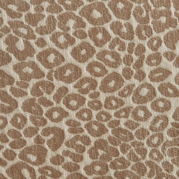 Lot de 2 chaises SERENA tissu jacquard léopard beige et pieds métal marron
