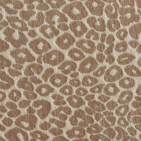 Lot de 2 chaises SERENA tissu jacquard léopard beige et pieds métal marron