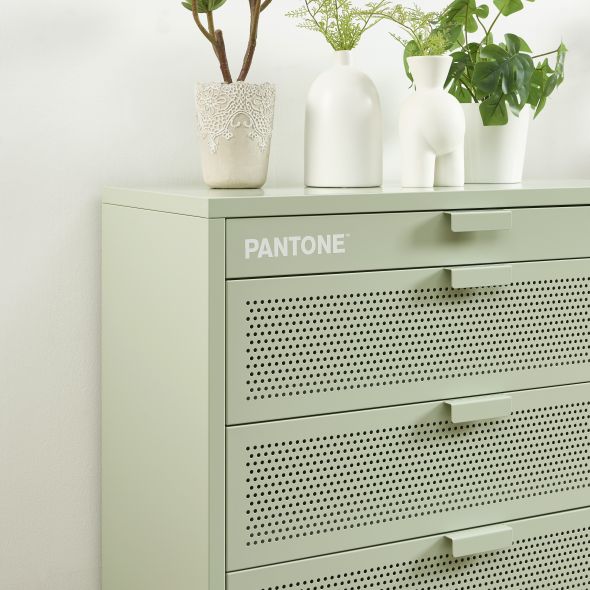 Commode PANTONE 4 tiroirs métal vert amande 80cm