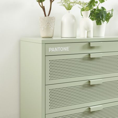 Commode PANTONE 4 tiroirs métal vert amande 80cm