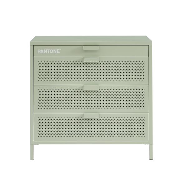 Commode PANTONE 4 tiroirs métal vert amande 80cm