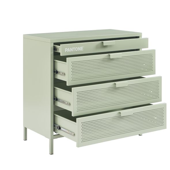 Commode PANTONE 4 tiroirs métal vert amande 80cm