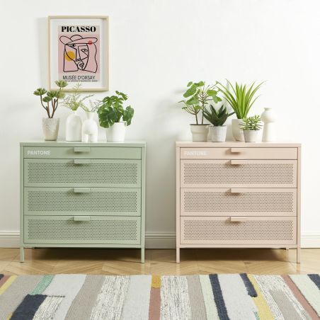 Commode PANTONE 4 tiroirs métal vert amande 80cm