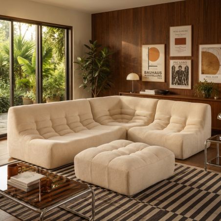 Banquette JANIS modulable 2 places velours beige