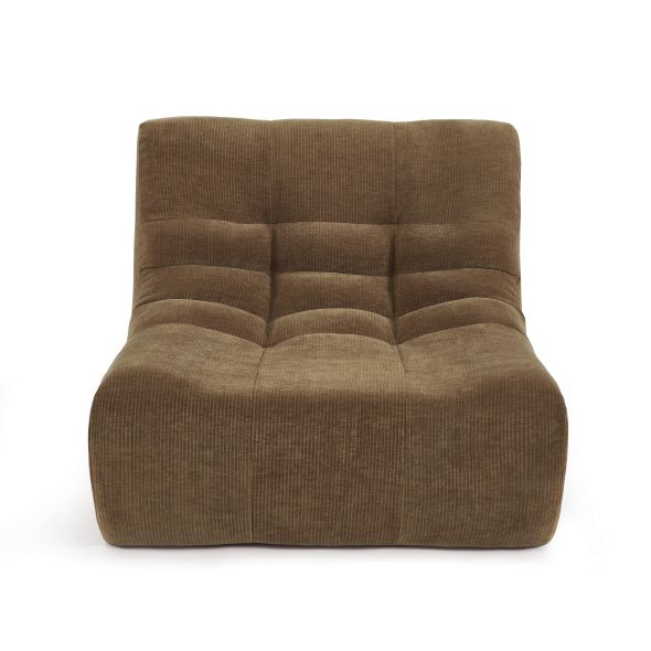 Ensemble banquette et chauffeuse JANIS modulable 3 places velours marron