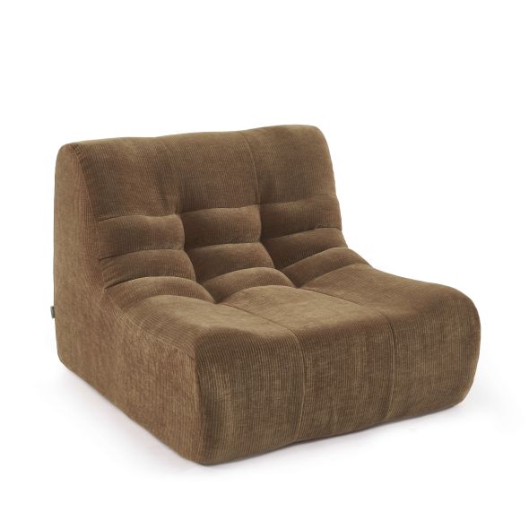 Ensemble banquette et chauffeuse JANIS modulable 3 places velours marron