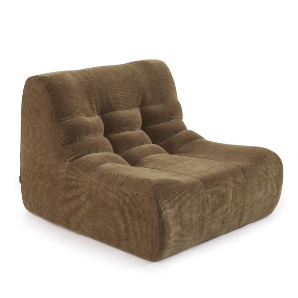 Ensemble banquette et chauffeuse JANIS modulable 3 places velours marron