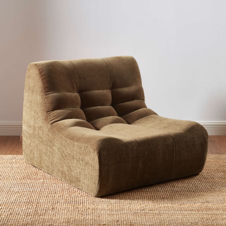 Ensemble banquette et chauffeuse JANIS modulable 3 places velours marron