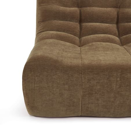 Ensemble banquette et chauffeuse JANIS modulable 3 places velours marron