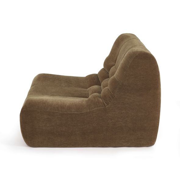 Ensemble banquette et chauffeuse JANIS modulable 3 places velours marron
