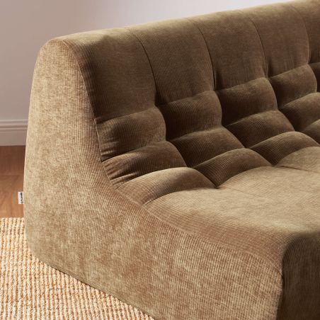Ensemble banquette et chauffeuse JANIS modulable 3 places velours marron
