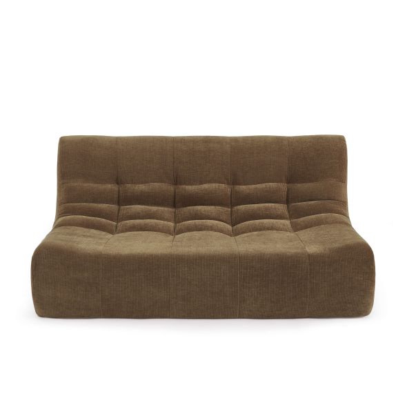Ensemble banquette et chauffeuse JANIS modulable 3 places velours marron