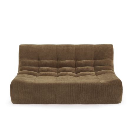 Ensemble banquette et chauffeuse JANIS modulable 3 places velours marron