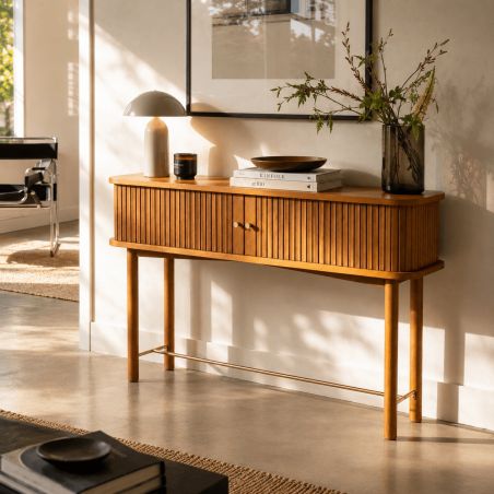Console ERNEST frêne foncé portes tambour 110cm