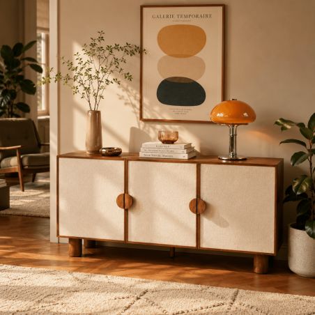 Buffet GASTON 3 portes placage frêne cannage 170cm