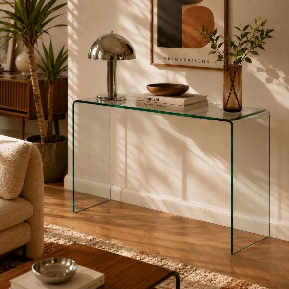 Console GINZA verre trempé transparent 110cm