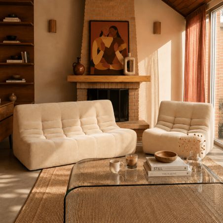Chauffeuse JANIS modulable 1 place velours beige