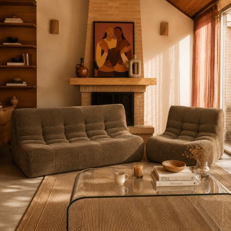 Chauffeuse JANIS modulable 1 place velours marron