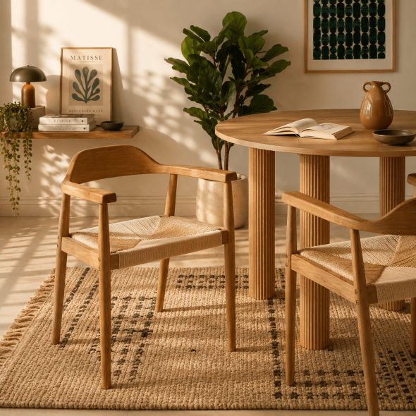 Lot de 2 chaises MARTIE chêne massif et corde