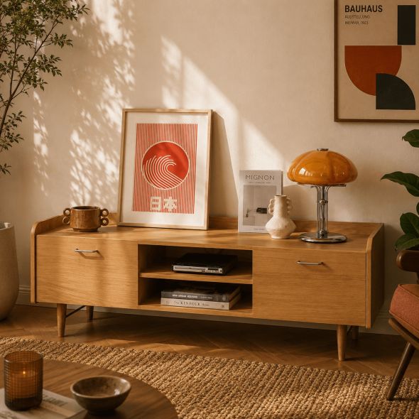 Meuble TV TWIGGY placage chêne 53cm