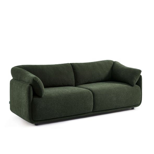 Canapé KURLY 3 places tissu chenille tramé vert
