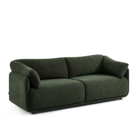 Canapé KURLY 3 places tissu chenille tramé vert