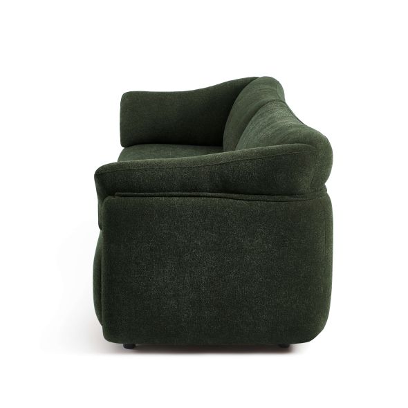 Canapé KURLY 3 places tissu chenille tramé vert
