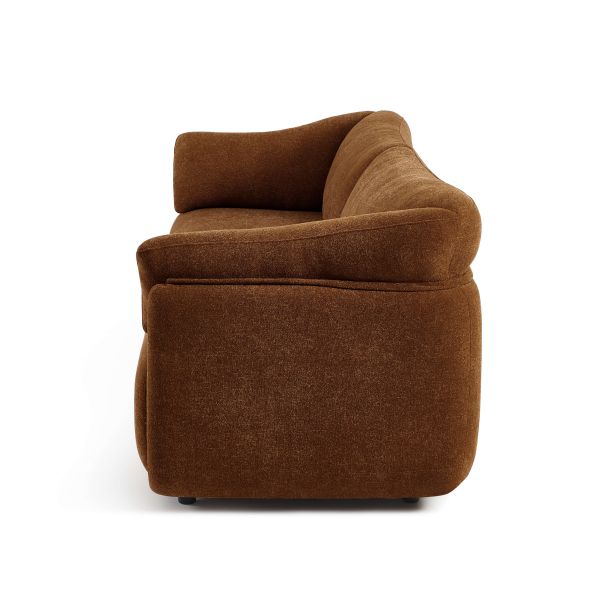 Canapé KURLY 3 places tissu chenille tramé marron