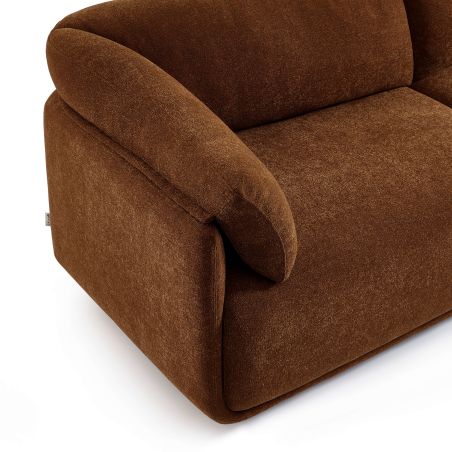 Canapé KURLY 3 places tissu chenille tramé marron