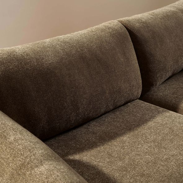Canapé KURLY 3 places tissu chenille tramé taupe