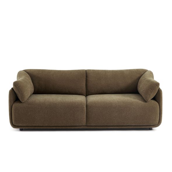 Canapé KURLY 3 places tissu chenille tramé taupe
