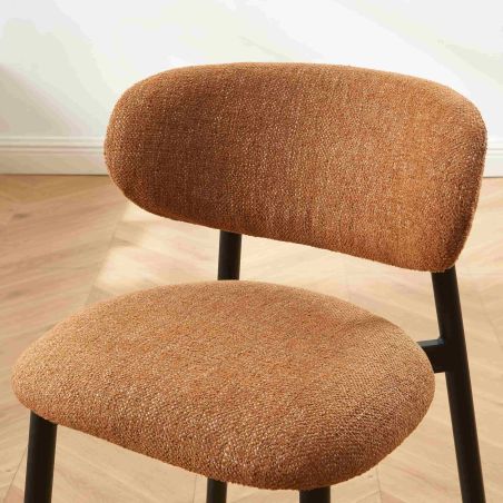 Lot de 4 chaises CIARA bouclette terracotta et pieds métal noir