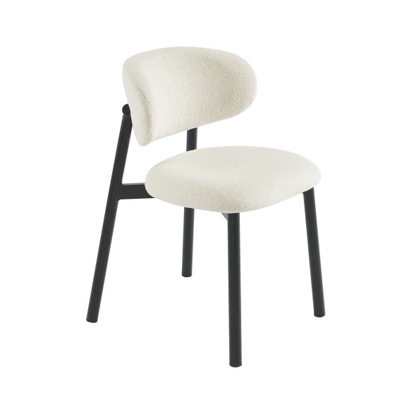 Lot de 4 chaises CIARA bouclette écrue et pieds métal noir