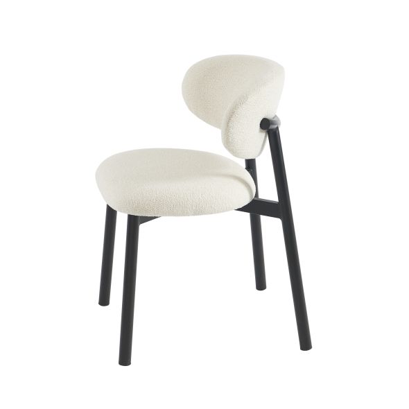 Lot de 4 chaises CIARA bouclette écrue et pieds métal noir