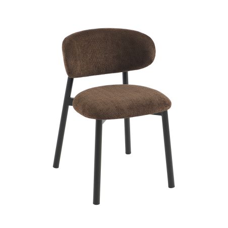 Lot de 4 chaises CIARA bouclette marron et pieds métal noir