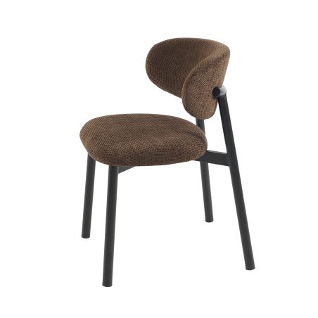Lot de 4 chaises CIARA bouclette marron et pieds métal noir