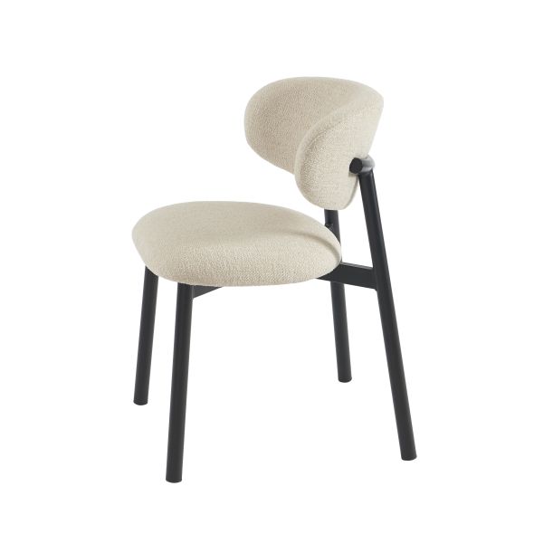 Lot de 4 chaises CIARA bouclette beige et pieds métal noir