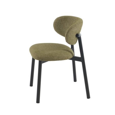 Lot de 6 chaises CIARA bouclette kaki et pieds métal noir